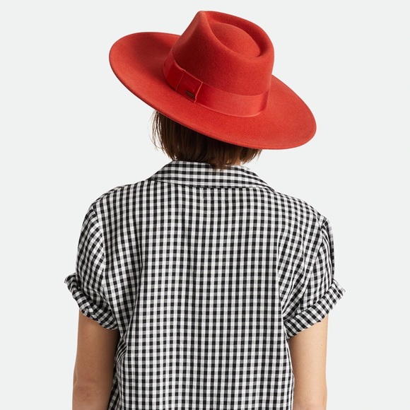 BRIXTON Structured Fedora Red Rancher Hat 100% Wool Can Be UNISEX  Size M - Picture 10 of 12